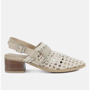 NWT Rag & Co. LEATHER ROSALIE Cream Block Heeled Sandal with Shoe bag